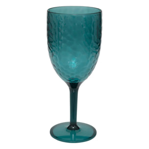 Verre à vin martelé "Estiva" bleu