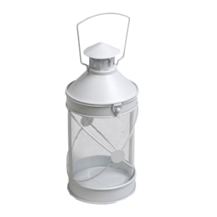 Lanterna in metallo bianco incrocio cmø12xh27x7