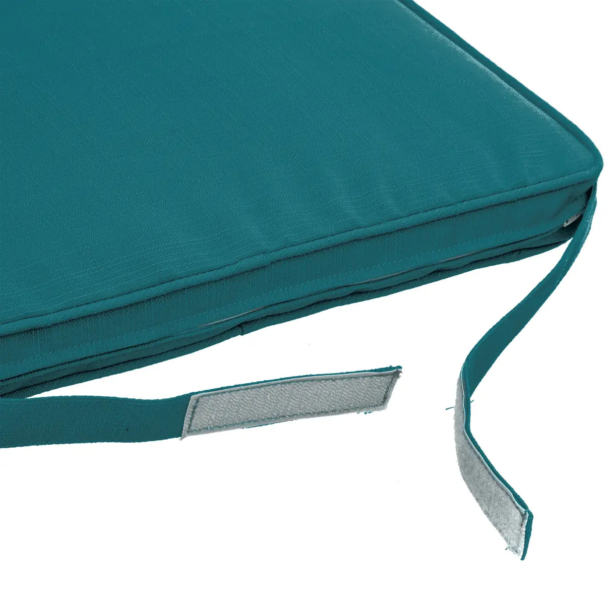 Galette de chaise à scratch "Korai" bleu canard 40x40x4cm en polyester