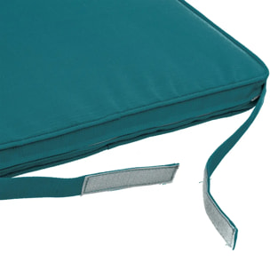 Galette de chaise à scratch "Korai" bleu canard 40x40x4cm en polyester
