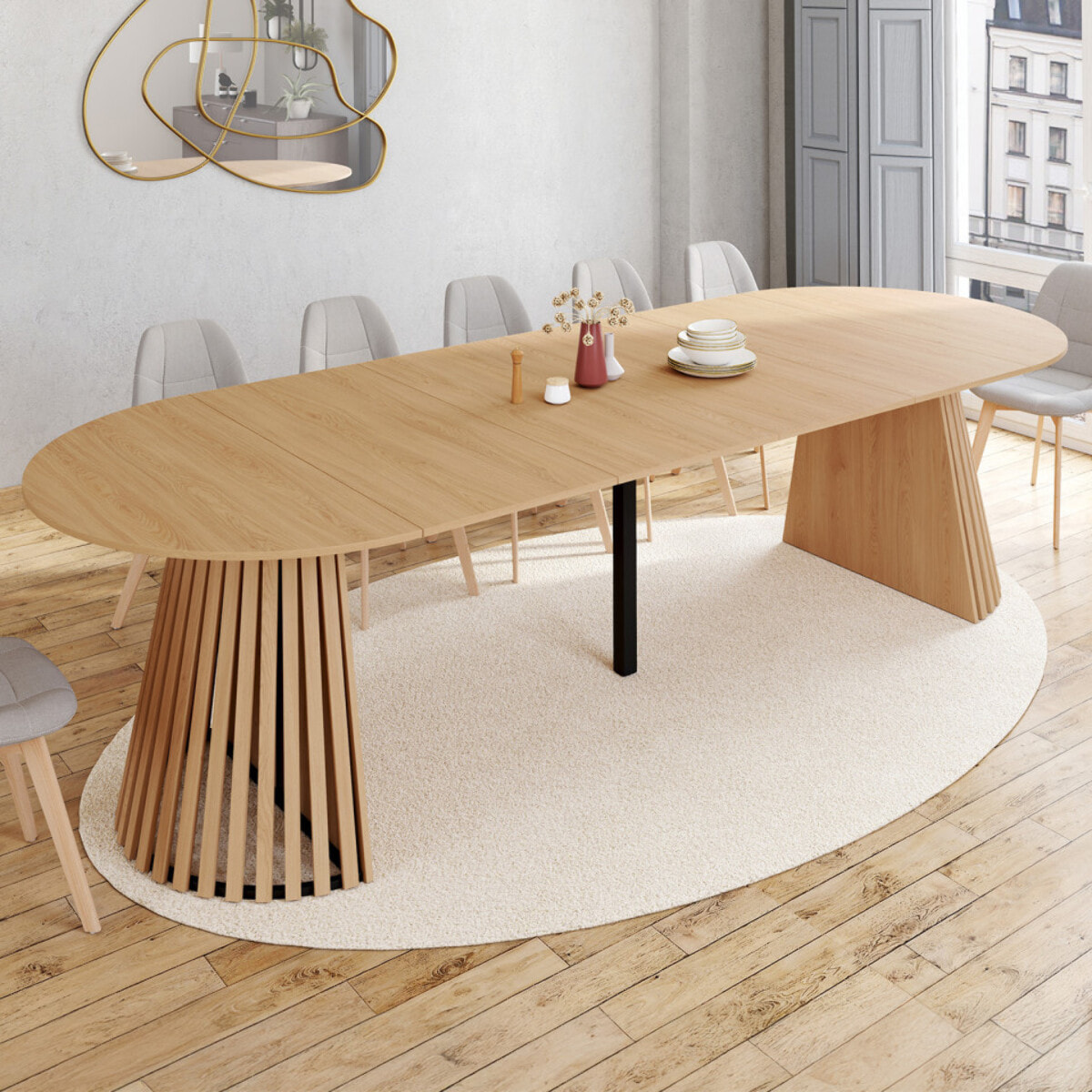 Table à manger ronde extensible Camélia Ø110-300cm