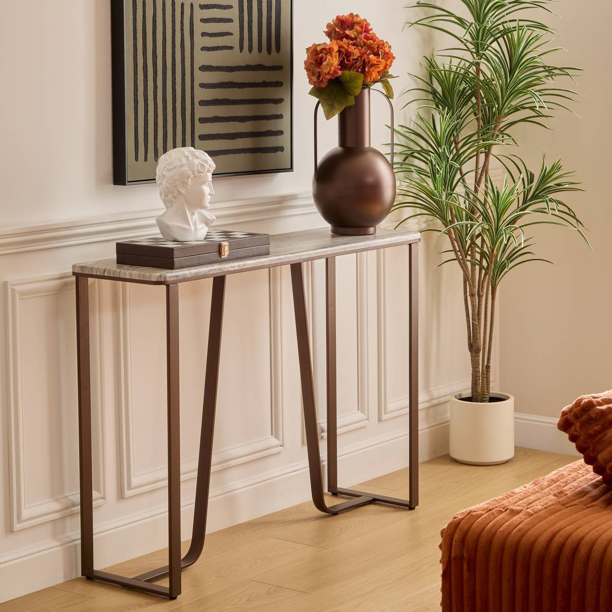 Console Graphite rectangulaire 32x120cm marron