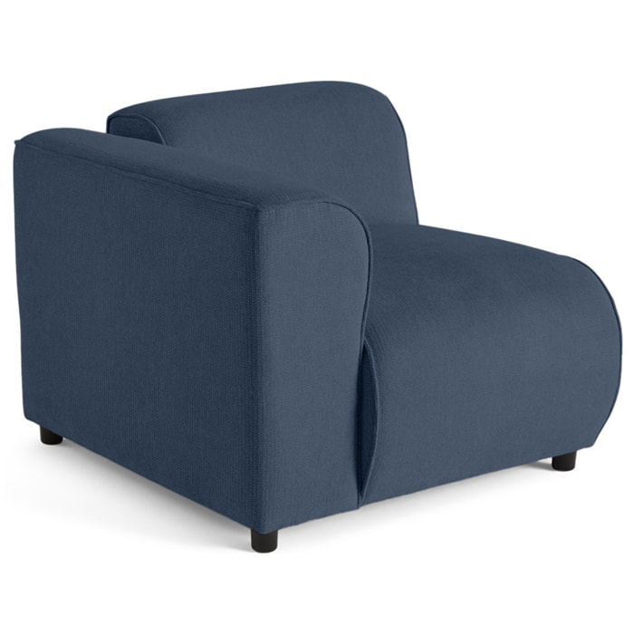 Suaro - Module d'assise d'angle gauche en tissu texturé - Bleu