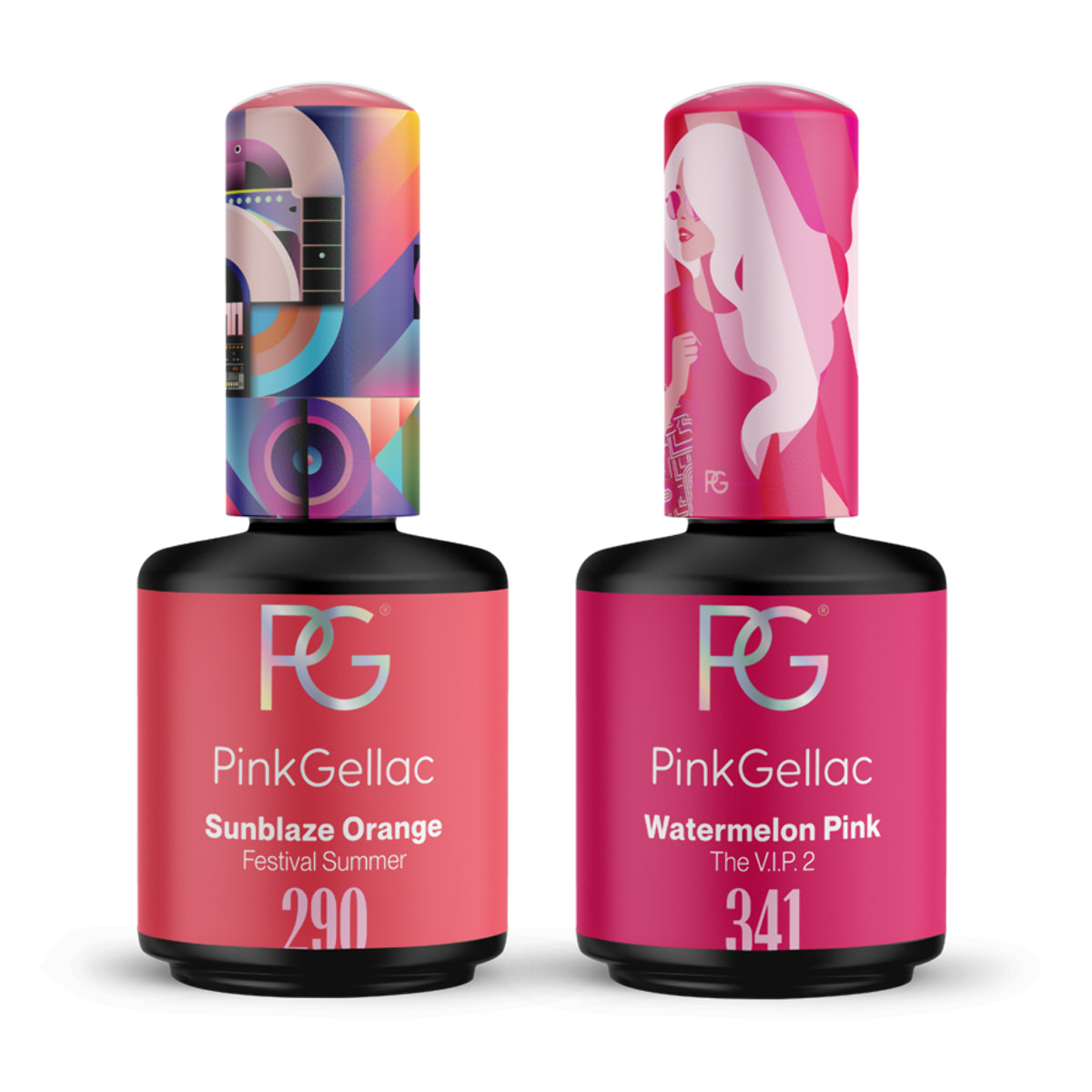 Set vernis semi-permanent - 2 x 15ml Orange Flamboyant & Rose Pastèque