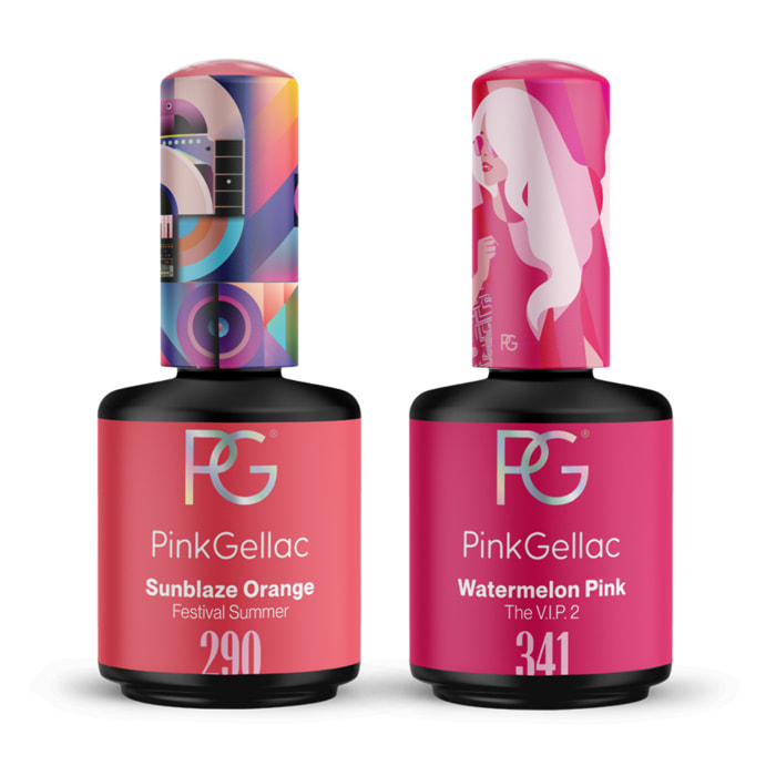 Set vernis semi-permanent - 2 x 15ml Orange Flamboyant & Rose Pastèque