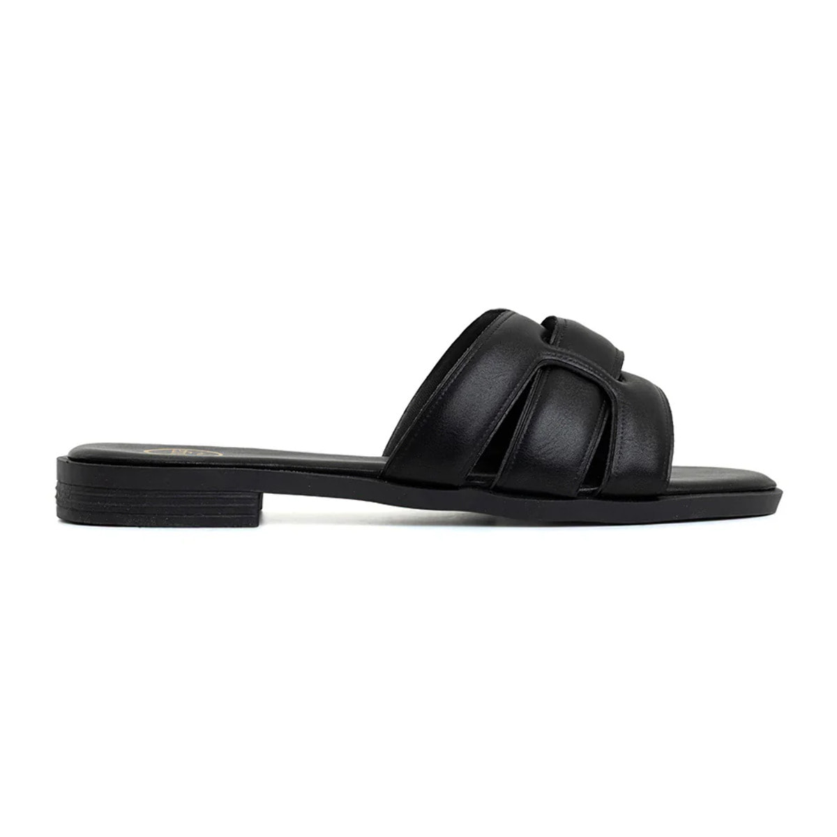 Ciabatta con fascia soft-touch intrecciata - NERO