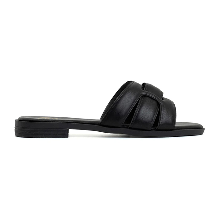 Ciabatta con fascia soft-touch intrecciata - NERO
