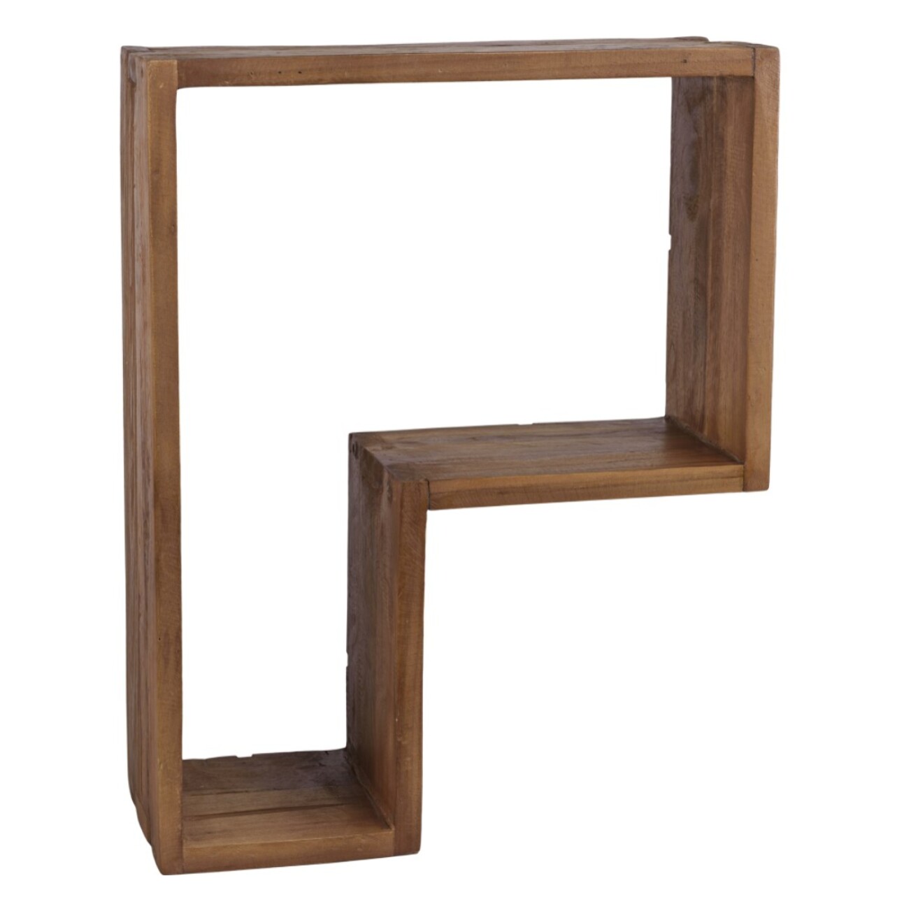 SIXTINE - Étagère murale marron forme 'L' 1 niche bois teck recyclé