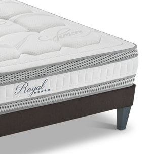 Ensemble Matelas Royal 5* & Sommier KIT15, 24 cm, Mémoire de Forme et Mousse Hypersoft, Technologie tri-Lattes, Soutien Mi-Ferme