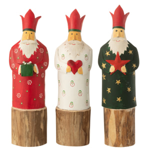 J-Line figurine de Noël Rois 3 Sur Pied - acier/bois - rouge - 3 pcs