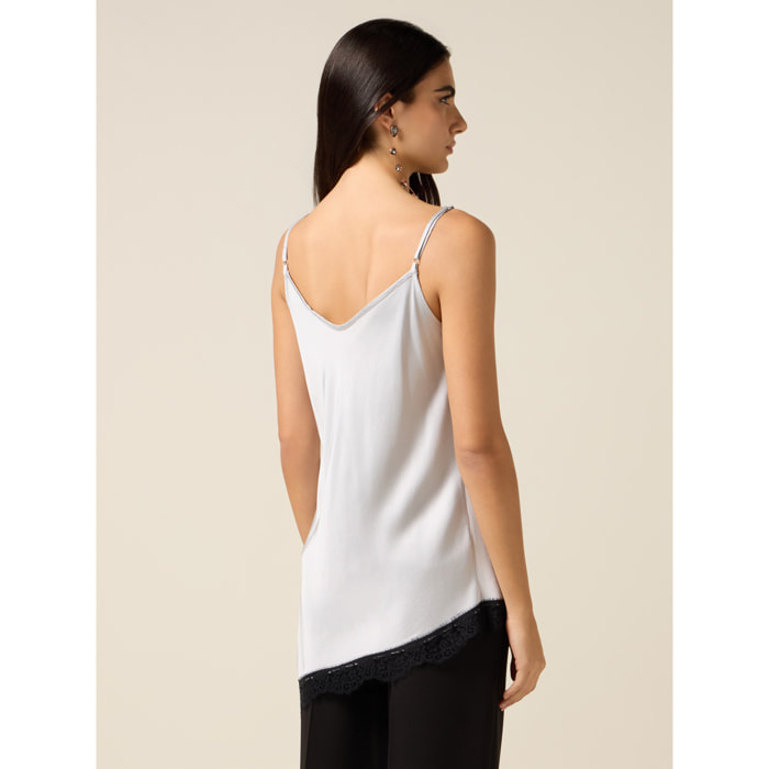 Oltre - Top lingerie con inserti in raso - Grigio