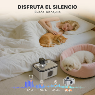 Fuente para Gatos de Acero Inoxidable 5L Bebedero Gatos Automático Fuente de Agua para Múltiples Mascotas con Luz LED Bomba Súper Silenciosa Sensor de Movimiento y Filtro de 3 Etapas