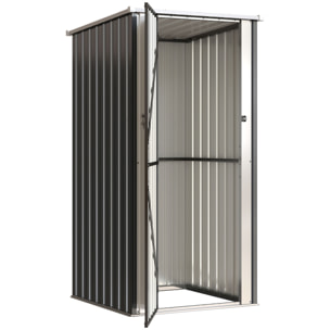 Abri de jardin 0,69 m² - cabanon porte verrouillable - tôle d'acier ondulé gris anthracite