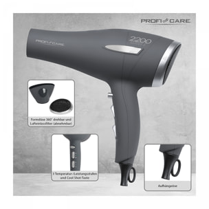 Sèche-cheveux professionnel de 2200W Proficare PC-HT 3045 Anthracite