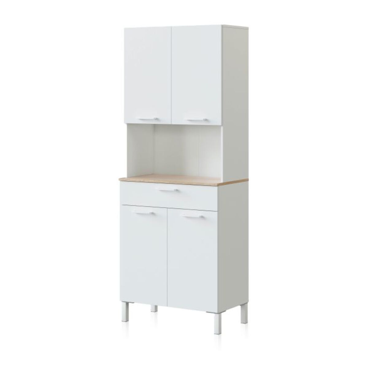Alacena cocina Colin 4 Puertas Blanco Artik (Blanco Mate) - Roble Canadian