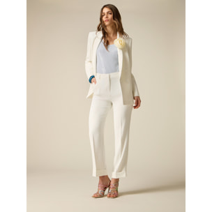 Oltre - Pantalones de tejido crepé con pinzas - Blanco