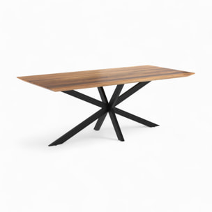 Table et chaise 8 personnes Surdiman en cuir synthétique noir et bois