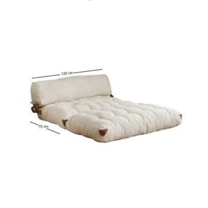 Divano letto 2 posti Surigae, Sofà trasformabile, Divanetto per ospiti, Poltrona letto contenitore, 120x75 h79 cm, Crema