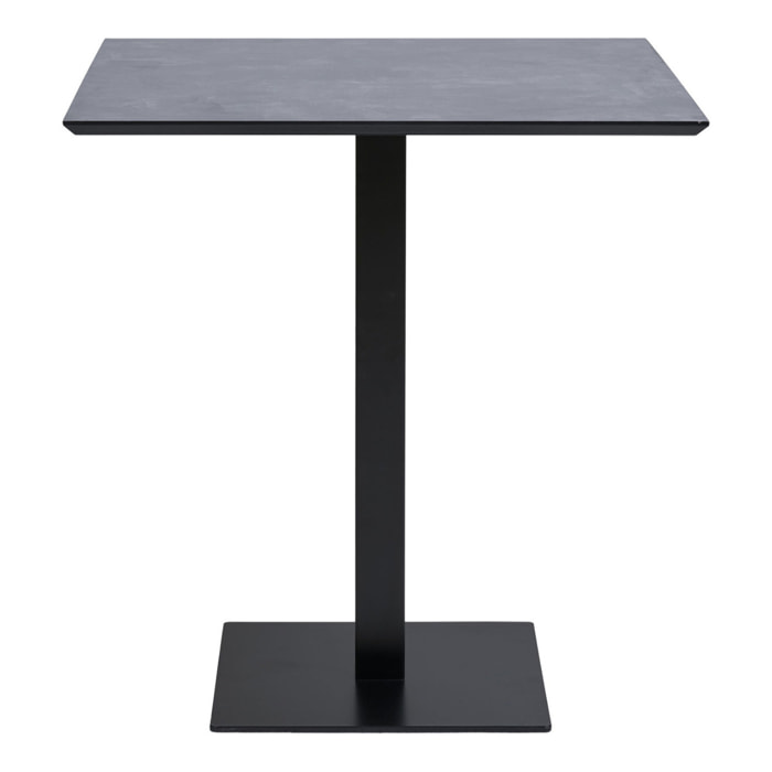 Tavolo bistrot Fano effetto pietra con base in metallo nero 70x70x75 cm