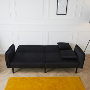 CANAPE CONVERTIBLE VELOURS GIULIA NOIR