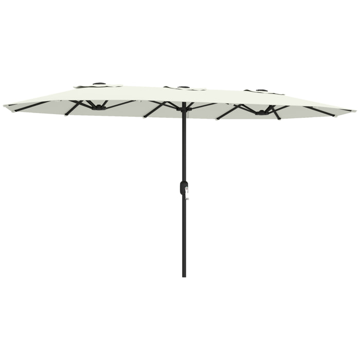 Parasol de jardin double XXL manivelle UV50+ housse de protection incluse crème