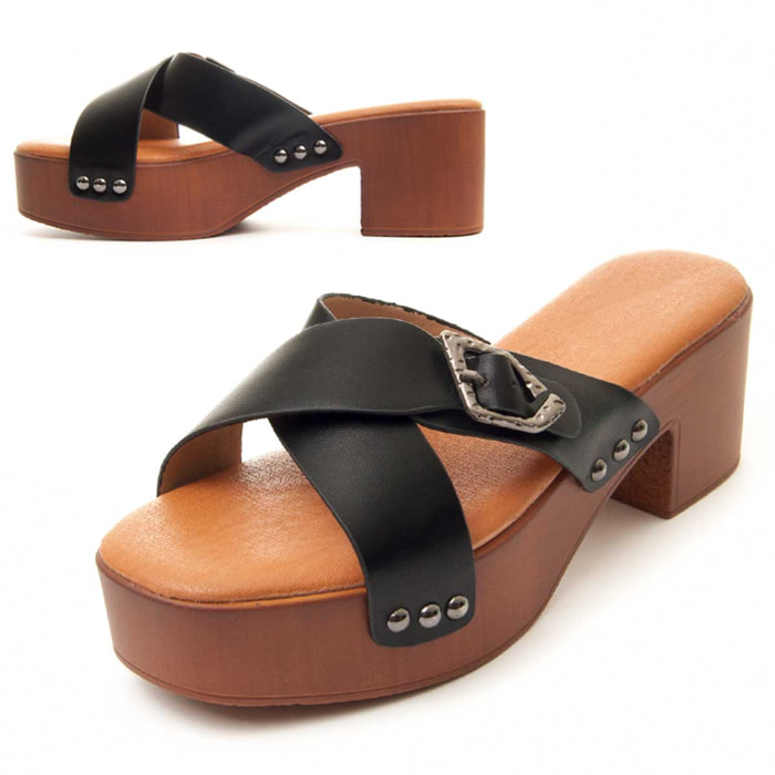 Sandalias de Tacón - Negro - Altura: 5 cm