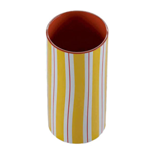 Vase cylindrique à rayures jaune, modèle medium