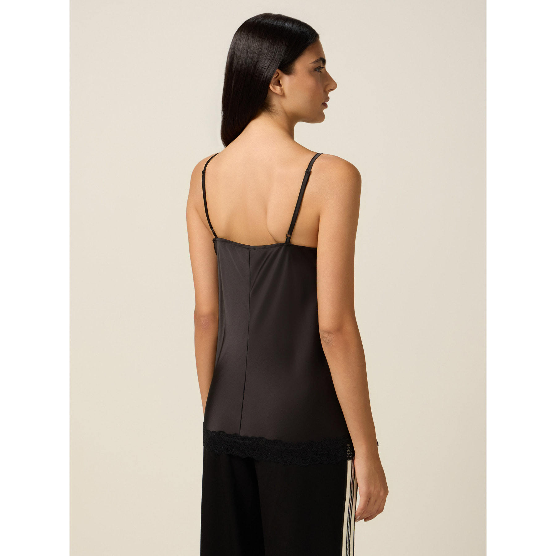 Oltre - Top lingerie in raso e pizzo - Nero