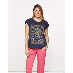 Camiseta Manga Corta Azul Marino - Joei