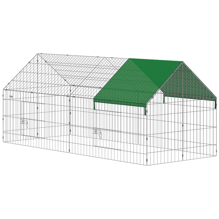 Parc enclos extérieur lapins portes verrouillables toit incliné acier vert