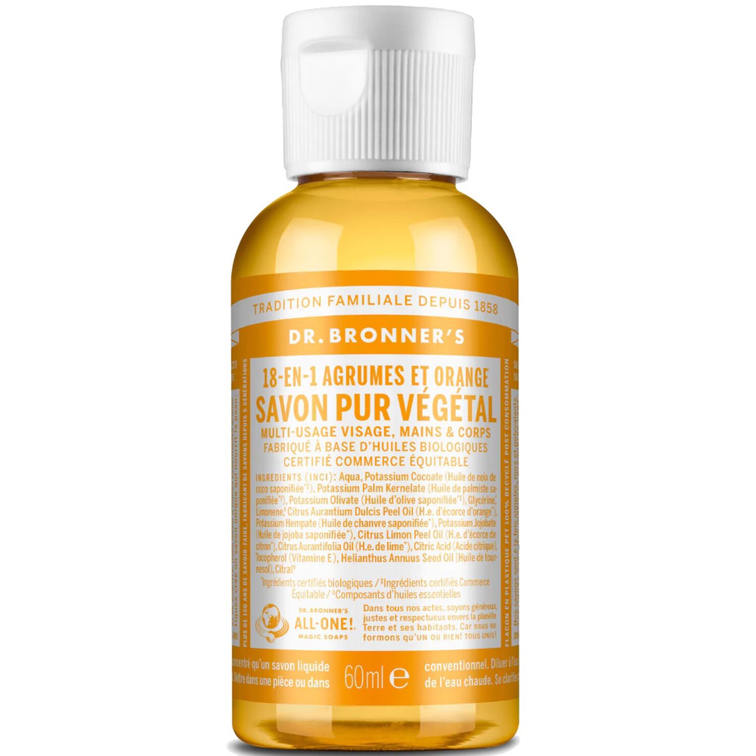 Savon Liquide Agrumes - Un savon de Castille liquide naturel 18-en-1