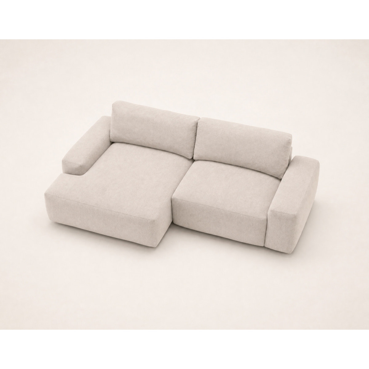 Tama - Canapé d'angle gauche 4 places convertible avec coffre en tissu - Beige