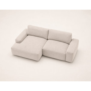 Tama - Canapé d'angle gauche 4 places convertible avec coffre en tissu - Beige