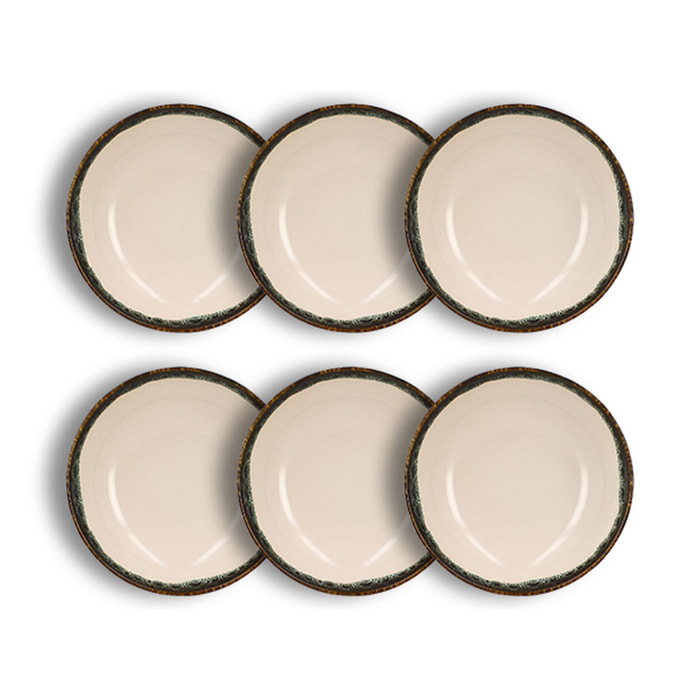 Lot de 6 assiettes creuses atome 21cm en faience beige ATOME