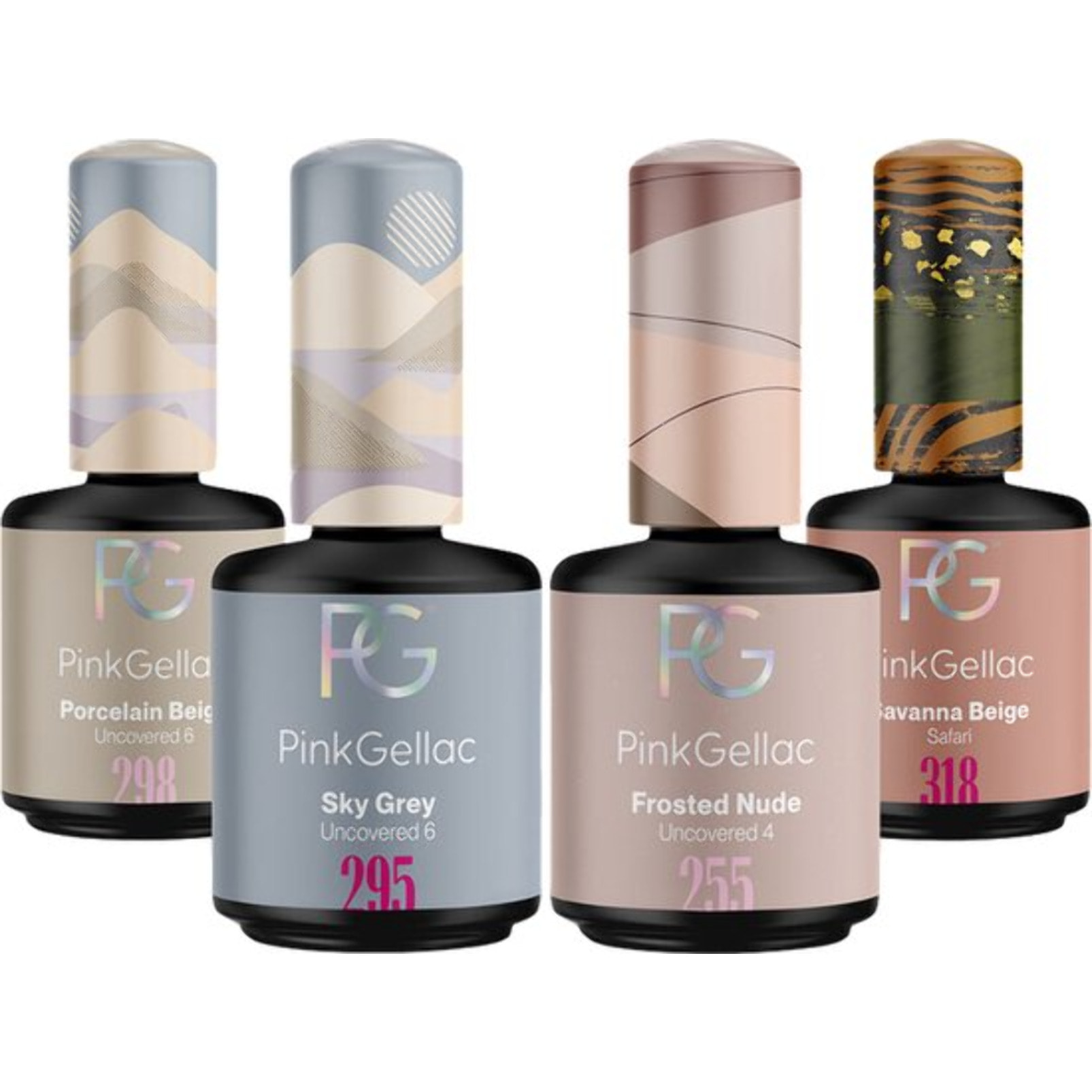 Set vernis semi-permanent - 4 x 15 ml 2x Beige, Nude, Gris