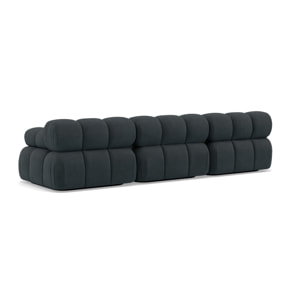 Ruby - canapé droit modulable 3 places en velours texturé - Noir