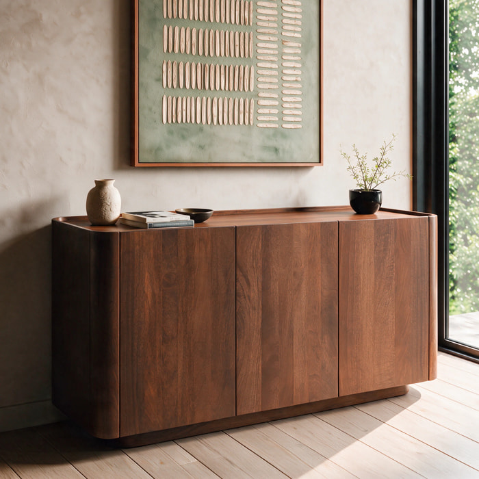 Buffet en bois de manguier finition noyer - Aldo