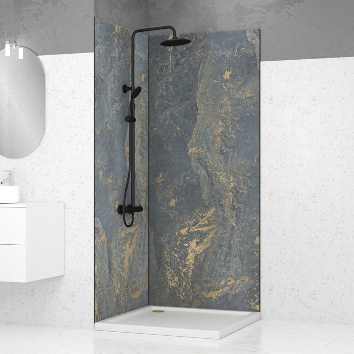 Pack de 2 Panneaux Muraux Pierre Venus 90+90x210 cm avec Profilés NOIR MAT - STONE'IT