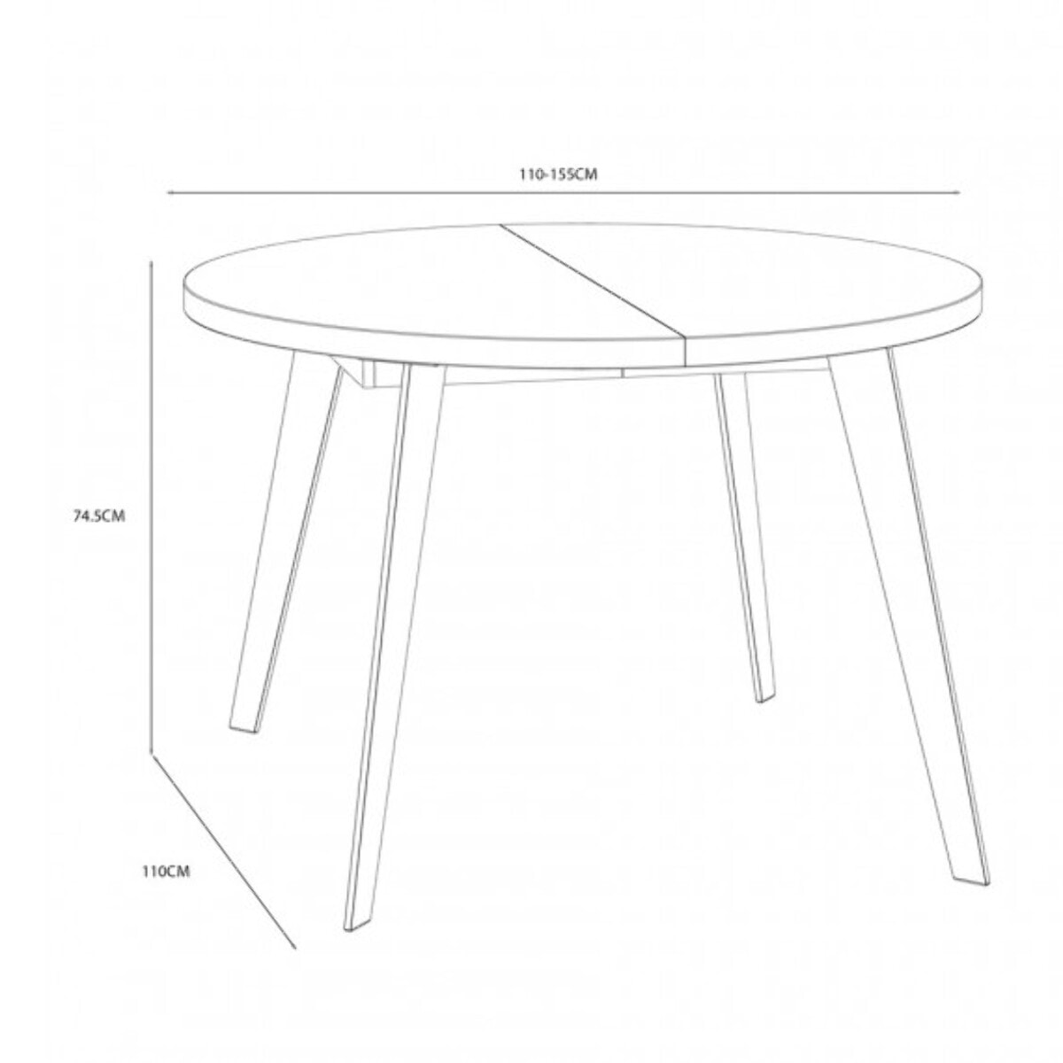 Table ronde en bois extensible D.110 cm - 3 coloris - XTRA
