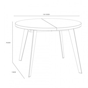 Table ronde en bois extensible D.110 cm - 3 coloris - XTRA