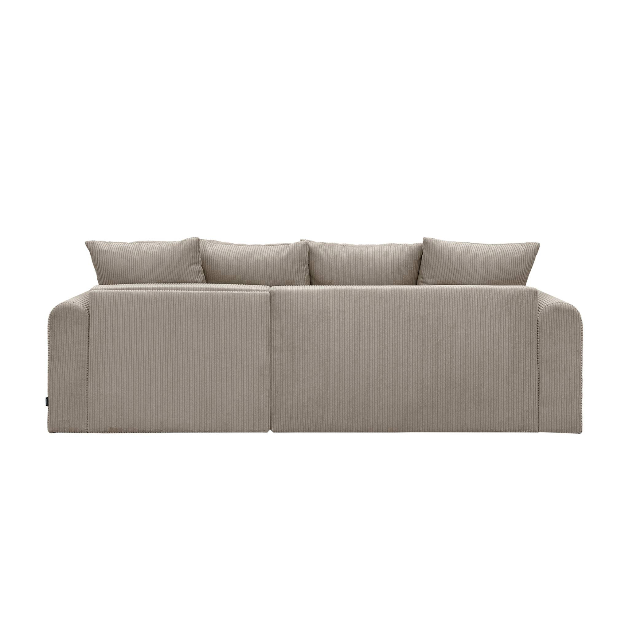 Canapé d'angle convertible réversible 3 places velours côtelé taupe avec coffre de rangement - Almo