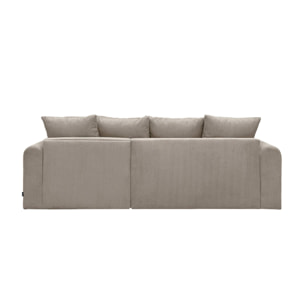 Canapé d'angle convertible réversible 3 places velours côtelé taupe avec coffre de rangement - Almo