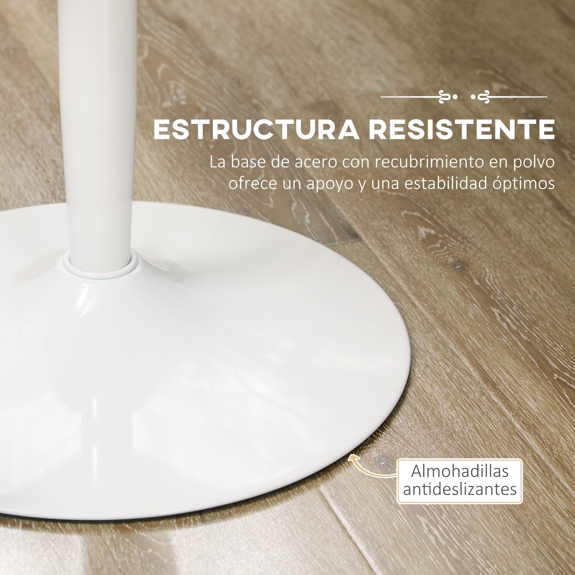 Mesa de Comedor Redonda Mesa de Cocina Moderna para 2 Personas con Base de Acero y Almohadilla Antideslizante para Salón Ø80x75 cm Blanco