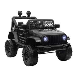 Coche Eléctrico para Niños 12V, Vehículo Todoterreno de Batería con 2 Motores, Control Remoto 2,4G, Velocidad hasta 5 km/h, Sistema de Suspensión, Faros, para Niños de +3 Años, Negro