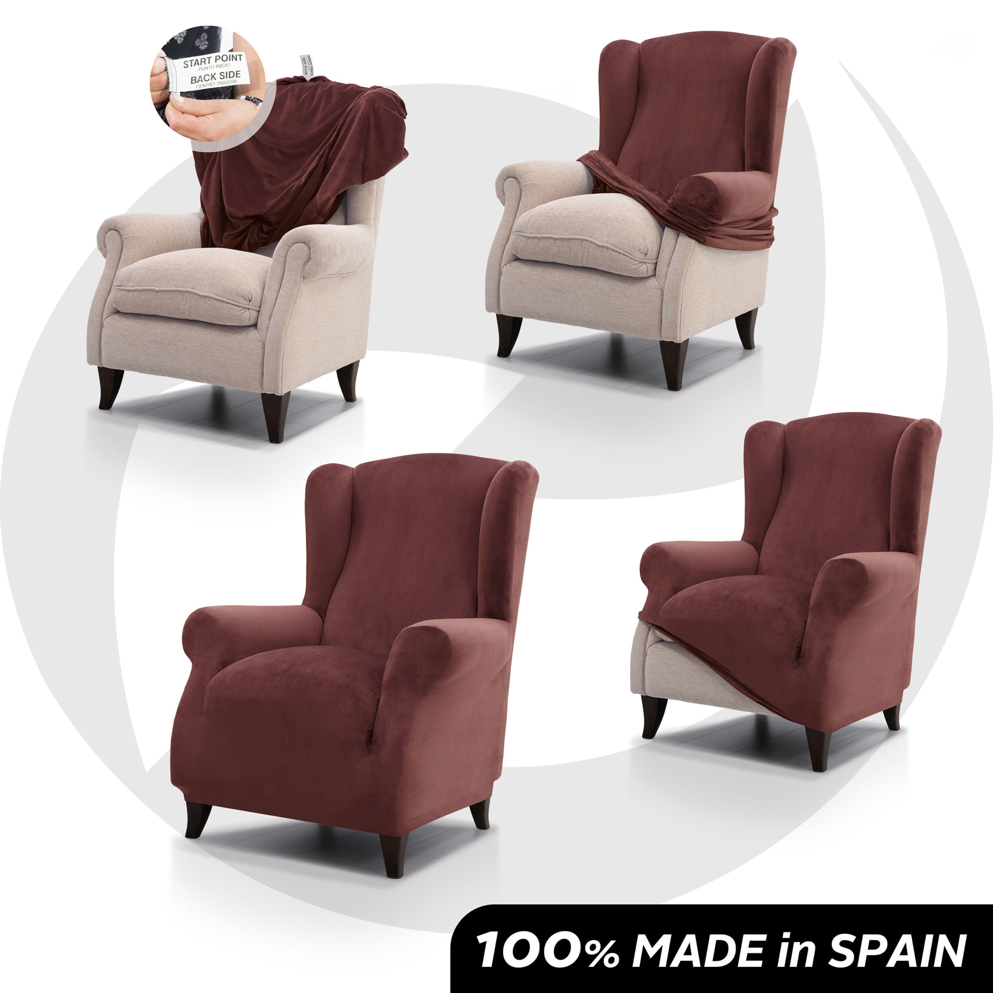 Funda TERCIOPELO ANTIMANCHAS Multi elástica para OREJERO modelo VERONICA