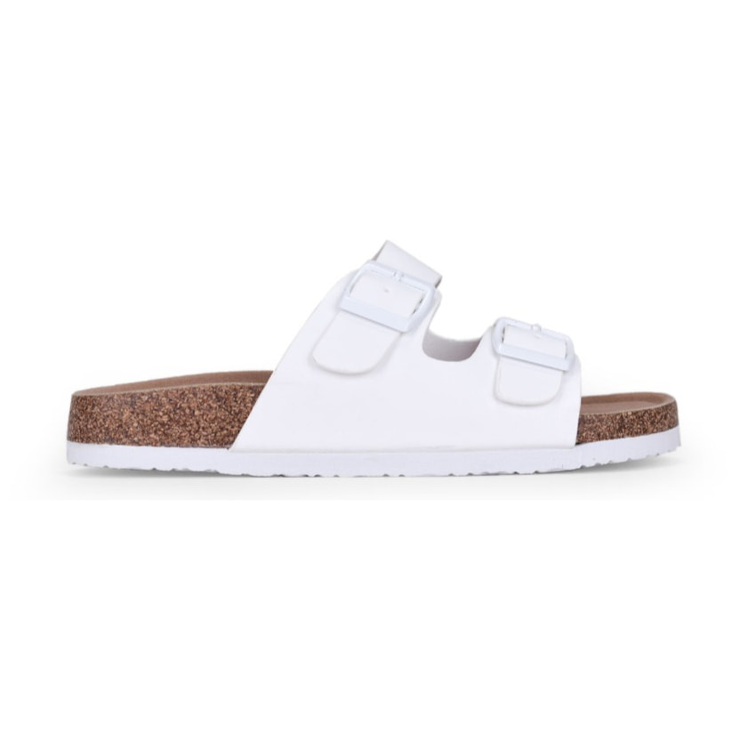 Sandalias blancas planas con hebillas