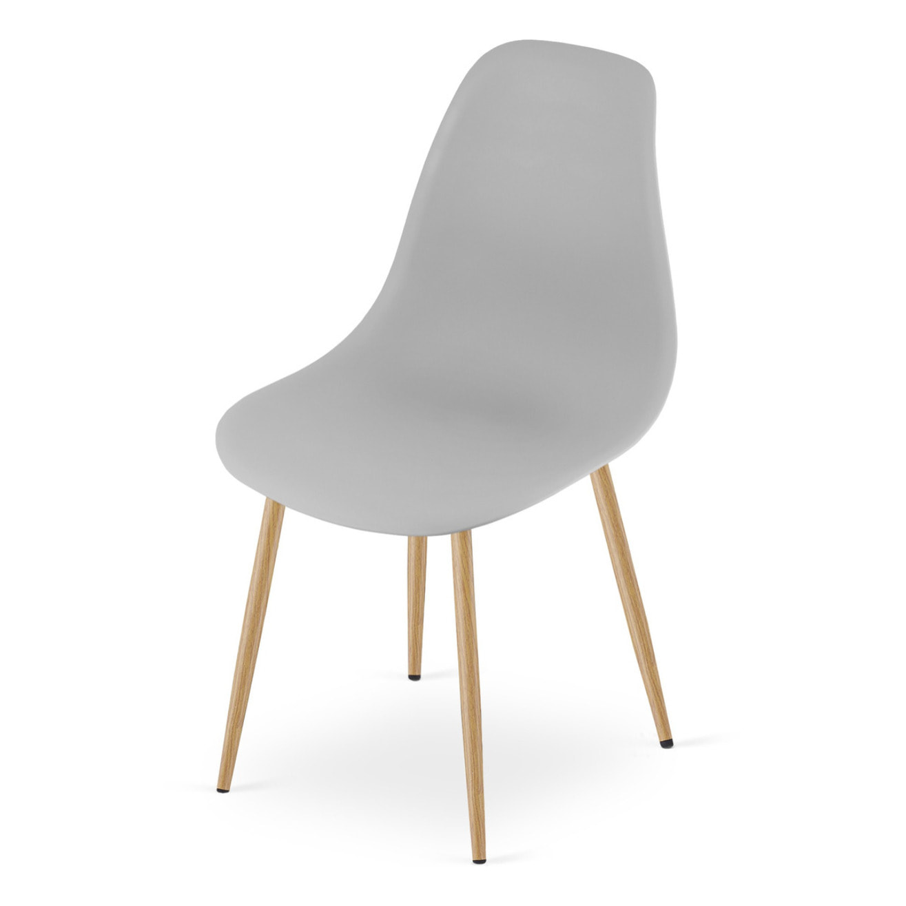 Sedia scandinava WAT in polipropilene grigio e metallo effetto legno