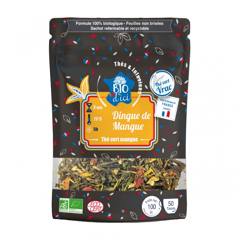 Thé vert Bio Dingue de Mangue - Sachet Vrac 100g