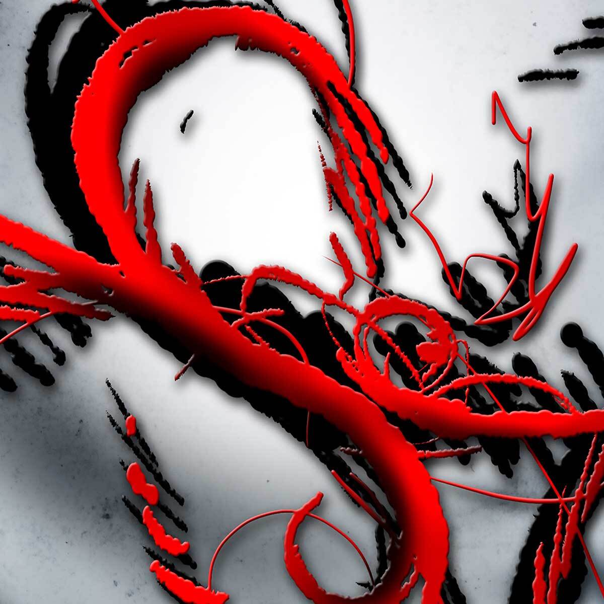 Affiche encadrée art abstrait rouge et noir Affiche + cadre en métal - Noir