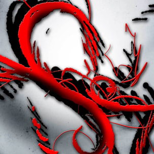 Affiche encadrée art abstrait rouge et noir Affiche + cadre en métal - Noir